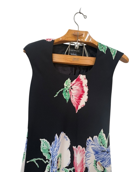 Jones New York size 6 bias cut a-line dress black bold floral - Picture 2 of 8